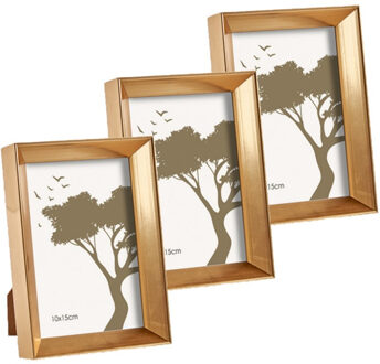 Arte r Kunststof fotolijst - 3x stuks - goud - geschikt voor een foto van 10 x 15 cm
