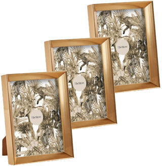Arte r Kunststof fotolijst - 3x stuks - goud - geschikt voor een foto van 13 x 18 cm