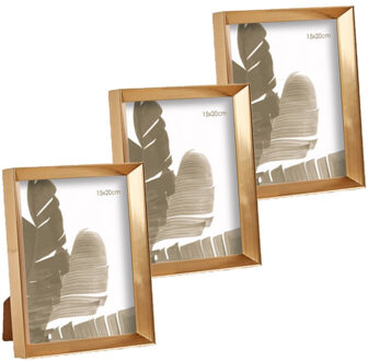 Arte r Kunststof fotolijst - 3x stuks - goud - geschikt voor een foto van 15 x 20 cm