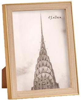 Arte r Kunststof fotolijst goud met hout geschikt voor een foto van 15 x 20 cm