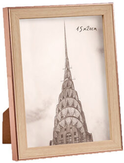 Arte r Kunststof fotolijst koper met hout geschikt voor een foto van 15 x 20 cm - Fotolijsten Bruin