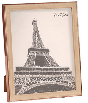 Arte r Kunststof fotolijst koper met hout geschikt voor een foto van 20 x 25 cm