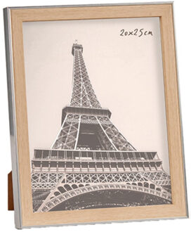 Arte r Kunststof fotolijst zilver met hout geschikt voor een foto van 20 x 25 cm