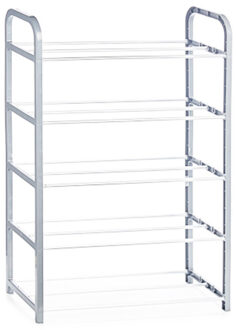 Arte r Kunststof schoenenrek/schoenenstandaard 5-laags wit 50 x 18 x 68 cm
