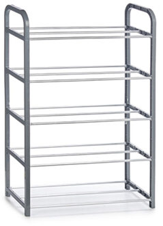 Arte r Kunststof schoenenrek/schoenenstandaard 5-laags zilver 50 x 18 x 68 cm