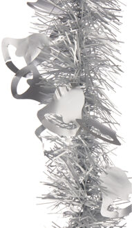 Arte r Lametta kerstslinger - zilver - folie - 200 x 12 cm - met kerstklokjes