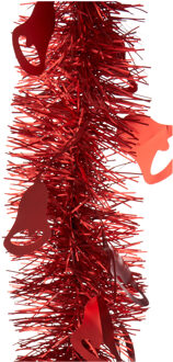 Arte r Lametta kerstslingers- 3x - rood - folie - 200 x 12 cm - met kerstklokjes