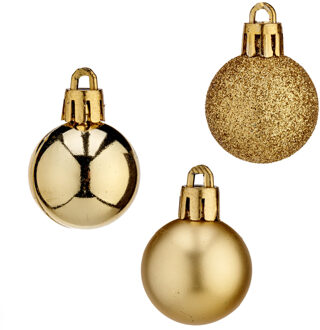 Arte r mini kerstballen - 20x stuks - goud - kunststof - 3 cm - Kerstbal Goudkleurig