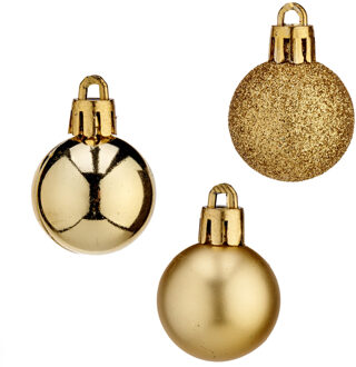 Arte r Mini kerstballen - 20x stuks - goud - kunststof - 3 cm - mat/glitter/glans Goudkleurig