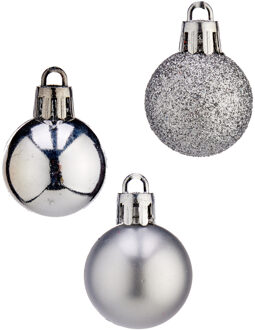 Arte r mini kerstballen - 20x stuks - zilver - kunststof - 3 cm - Kerstbal Zilverkleurig