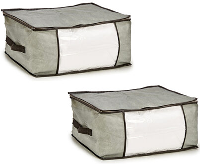 Arte r Opbergtas/beschermhoes beddengoed/kleding - 2x - grijs - 45 x 30 x 20 cm