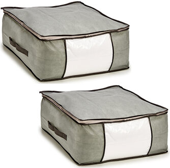 Arte r Opbergtas/beschermhoes beddengoed/kleding - 2x - grijs - 45 x 45 x 20 cm