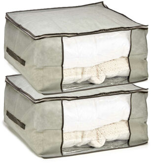 Arte r Opbergtas/beschermhoes beddengoed/kleding - 2x - grijs - 60 x 45 x 30 cm
