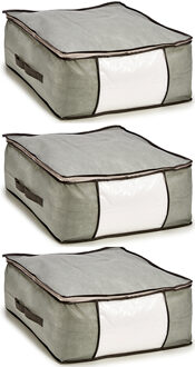 Arte r Opbergtas/beschermhoes beddengoed/kleding - 3x - grijs - 45 x 45 x 20 cm