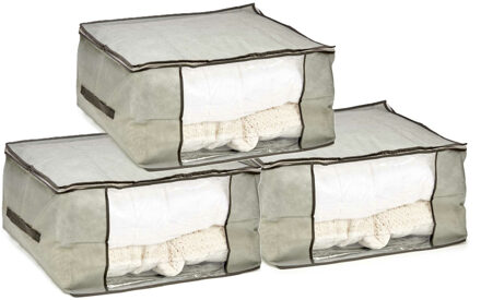 Arte r Opbergtas/beschermhoes beddengoed/kleding - 3x - grijs - 60 x 45 x 30 cm