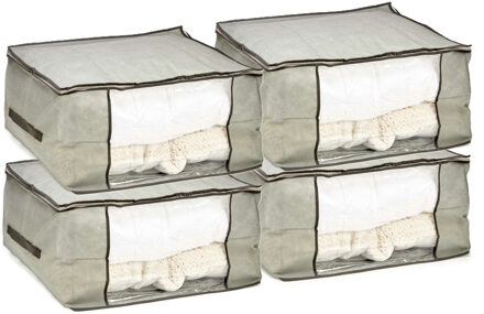 Arte r Opbergtas/beschermhoes beddengoed/kleding - 4x - grijs - 60 x 45 x 30 cm