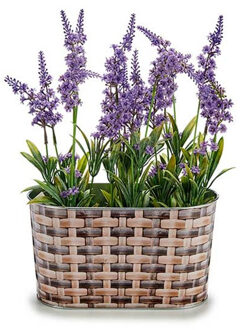 Arte r Plantenpot/bloempot teil - ovaal - zink - bruin - L22,5 x D11,5 x H12 cm