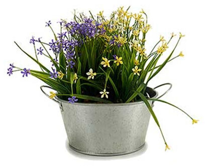 Arte r Plantenpot/bloempot teil - rond - zink - zilver - D20 x H15 cm