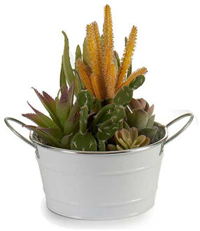 Arte r Plantenpot/bloempot Teil- Zink - Wit - D20 X H11 Cm