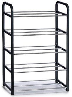 Arte r schoenenrek - 5-laags - zwart - Kunststof/metaal - 50 x 18 x 68 cm