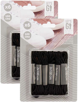 Arte r Schoenveters - 12x - zwart - 100 cm - stof - One size