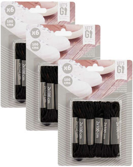 Arte r Schoenveters - 18x - zwart - 100 cm - stof - One size