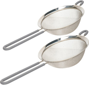 Arte r Set van 2x RVS zeven/vergieten met handvat - dia 35 en 33 cm