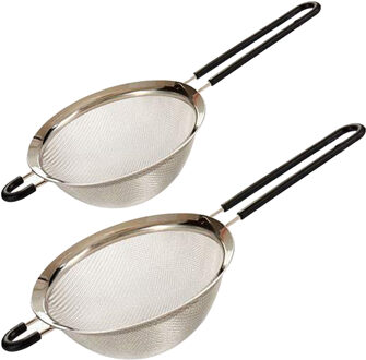 Arte r Set van 2x RVS zeven/vergieten met handvat - dia 35 en 37 cm