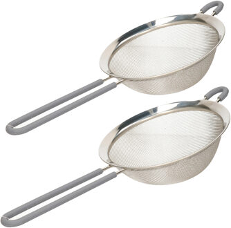 Arte r Set van 2x RVS zeven/vergieten met handvat - dia 35 en 37 cm