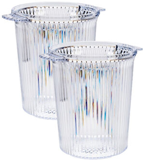 Arte r Set van 2x stuks kunststof champagnekoeler/ijsemmer 1 liter transparant
