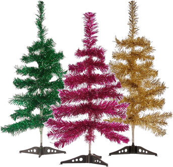 Arte r Set van 3x kleine glitter folie kerstbomen 60 cm - Diverse kleuren