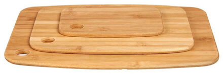Arte r Set van 3x stuks bamboe houten snijplanken/serveerplanken - Snijplanken Bruin