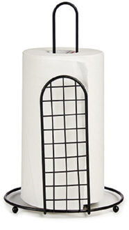 Arte r Stijlvolle basic metalen keukenrolhouder zwart 18 x 31 cm