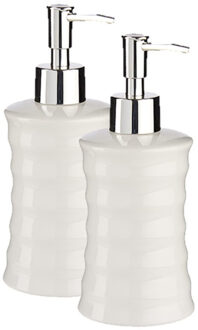 Arte r Zeeppompje - 2x - parelwit - keramiek - 18 cm - 260 ml - navulbaar - toilet/badkamer