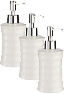Arte r Zeeppompje - 3x - parelwit - keramiek - 18 cm - 260 ml - navulbaar - toilet/badkamer