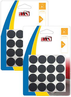 Artex Meubelviltjes/antislip - zwart - 32x - rubber - rond - 2,2 cm