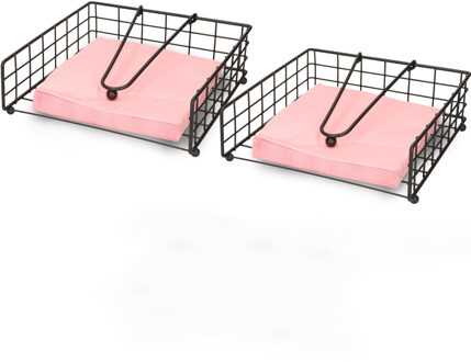 Artex Servettenhouder met stop - 2x - zwart - metaal - 21 cm