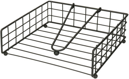 Artex Servettenhouder met stop - zwart - metaal - 21 cm