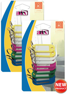 Artex Sleutellabels/sleutelhangers - 20x - multi kleuren - kunststof