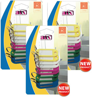 Artex Sleutellabels/sleutelhangers - 30x - multi kleuren - kunststof