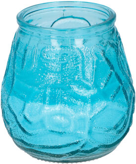 arti casa 1x Citronella lowboy tafelkaars - 10 cm - blauw glas