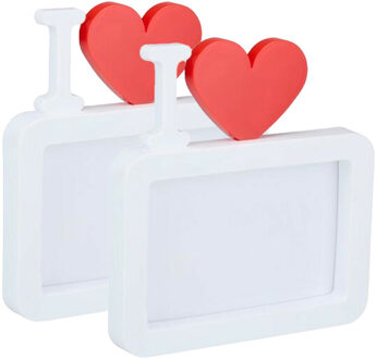 arti casa Fotolijst - 2x - valentijn - 18 x 17 cm - met hartje - staand