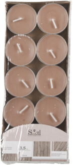 arti casa Geurtheelichtjes - 10x stuks - hout - bruin - was/paraffine - 3,5 uur