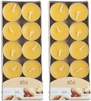 Arti Casa Geurtheelichtjes - 20x stuks - mango - geel - was/paraffine - 3,5 uur