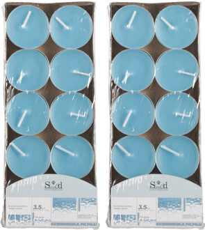 Arti Casa Geurtheelichtjes - 20x stuks - oceaan - blauw - was/paraffine - 3,5 uur