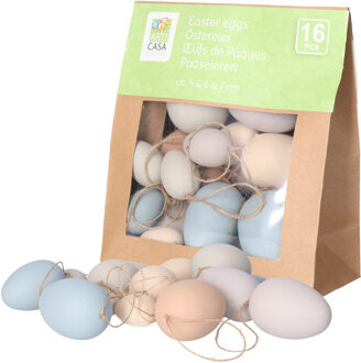 arti casa Paaseieren hangdecoraties - kleuren mix - 32x stuks - 4/6/7 cm - plastic - Pasen versiering