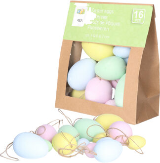 arti casa Paaseieren hangdecoraties - pastel mix - 32x stuks - 4/6/7 cm - plastic - Pasen versiering