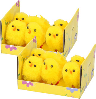 Arti Casa Paaskuikens - 24x stuks - geel - pluche - H3,5 cm - pasen - paasversiering/paasdecoratie