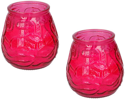 arti casa Tafelkaars - 4x - 15h - rood glas - citronella - 10 cm - lowboy kaars