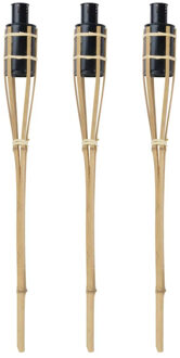arti casa Tuinfakkels voor lampenolie - 3x stuks - 60 cm - bamboe hout - buiten - navulbaar